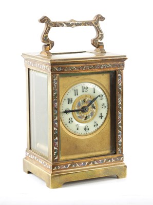 Lot 1197 - A LATE 19TH CENTURY FRENCH CHAMPLEVE ENAMEL CARRIAGE CLOCK