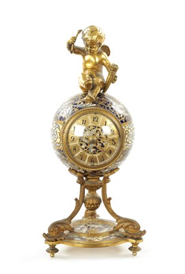 Lot 1196 - A LATE 19TH CENTURY FRENCH ORMOLU  CHAMPLEVE ENAMEL MANTEL CLOCK