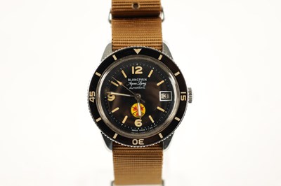 Lot 653 - A GENTLEMAN’S 1965 BLANCPAIN AQUA LUNG ‘NO RADIATION’ WRISTWATCH