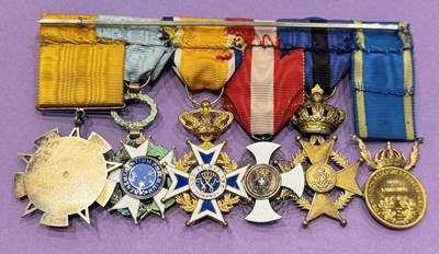 Lot 864 - A FRAMED GROUP OF SIX WW2 OFFICERS GROUP OF MEDALS