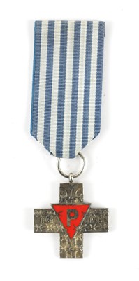 Lot 895 - A WW2 POLISH SILVER AUSCHWITZ CROSS PRISONERS MEDAL