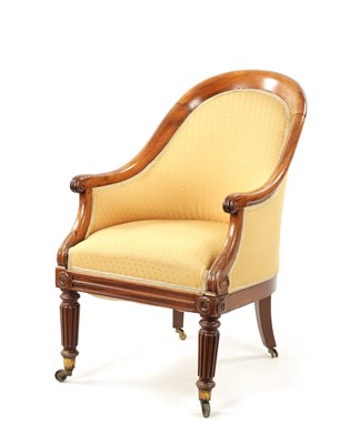 Lot 1390 - A REGENCY MAHOGANY LIBRARY TUB CHAIR IN THE MANNER OF GILLOWS