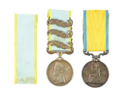 Lot 843 - A CRIMEA 1854-56 MEDAL WITH THREE CLASPS