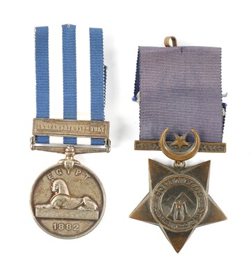 Lot 897 - EGYPT AND SUDAN 1882-89 MEDAL AND A KHEDIVE STAR 1884-6