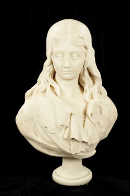 Lot 722 - JACQUES BOERO. A 19TH CENTURY CARVED CARRERA MARBLE ITALIAN BUST