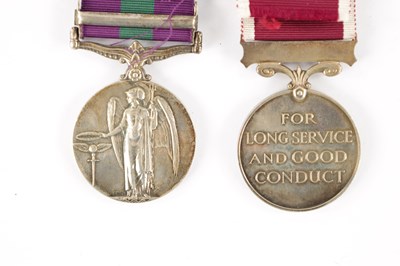 Lot 826 - A PAIR OF MEDALS. GVR GERAL SERVICE MEDAL 1918 AND AN ARMY LONG SERVICE AND GOOD CONDUCT MEDAL