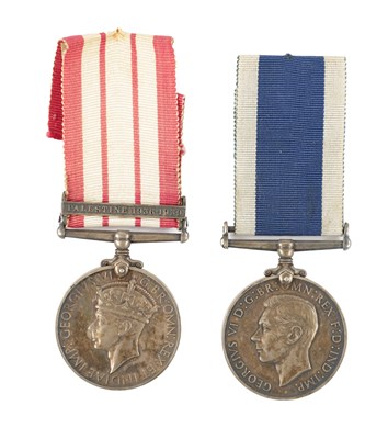 Lot 829 - A GEORGE VI NAVAL GENERAL SERVICE MEDAL WITH PALESTINE 1936-1939 CLAPS AND ROYAL NAVY LONG SERVICE