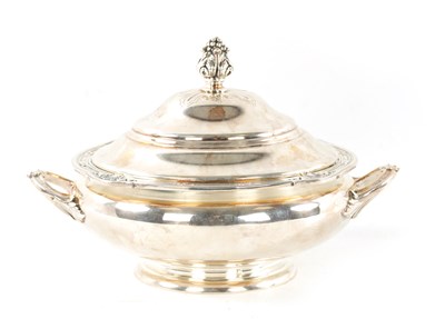 Lot 706 - A 19TH CENTURY CONTINENTAL SILVER TWO-HANDLED LIDDED VEGETABLE DISH