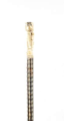 Lot 771 - AN EARLY 19TH CENTURY CARVED STAG HORN WALKING CANE