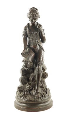 Lot 933 - GUSTAVE REY. A 19TH CENTURY FRENCH BRONZE FIGURE OF A YOUNG LADY