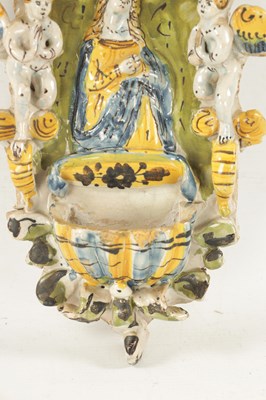 Lot 470 - AN EARLY DELFTWARE HANGING HOLY WATER FONT