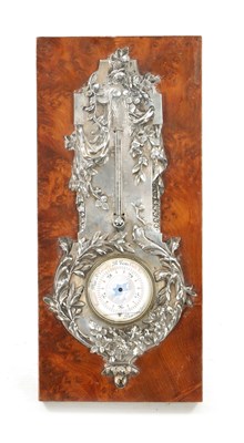 Lot 1248 - AN EARLY 20TH CENTURY SILVERED BRONZE BAROMETER