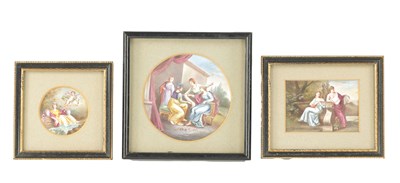 Lot 478 - A SET OF THREE FINE 19TH CENTURY LIMOGES ENAMEL PANELS