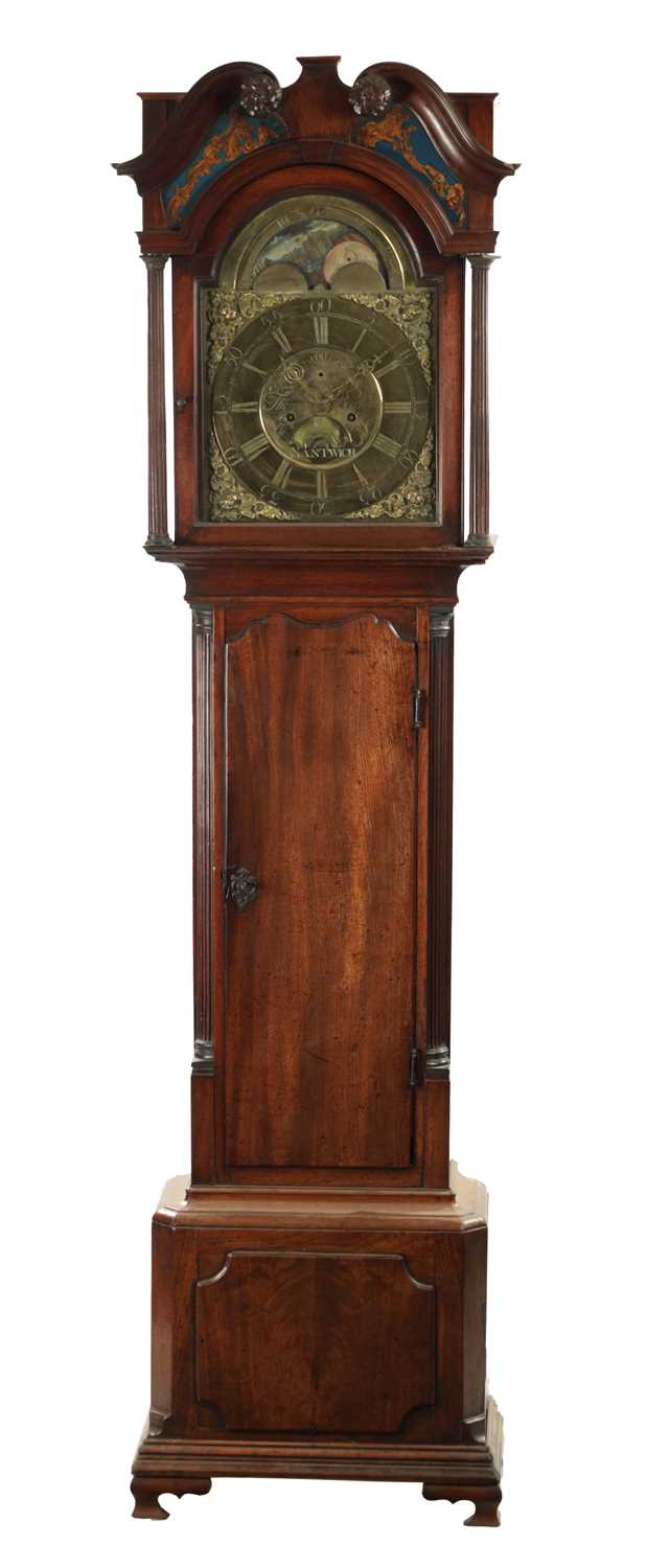 Lot 1029 - THOMAS BIRCHALL, NANTWICH. A GEORGE III EIGHT DAY LONGCASE CLOCK OF SMALL PROPORTIONS.