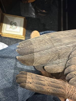 Lot 532 - A JAPANESE MEIJI PERIOD CARVED WOOD OKIMONO OF TWO QUARRELLING HAWKS