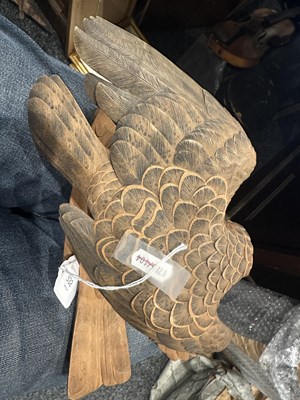 Lot 532 - A JAPANESE MEIJI PERIOD CARVED WOOD OKIMONO OF TWO QUARRELLING HAWKS
