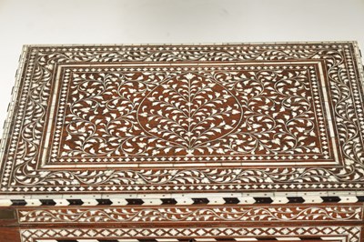 Lot 493 - A LARGE LATE 19TH CENTURY ANGLO-INDIAN IVORY AND EBONY INLAID WORKBOX