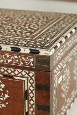 Lot 493 - A LARGE LATE 19TH CENTURY ANGLO-INDIAN IVORY AND EBONY INLAID WORKBOX