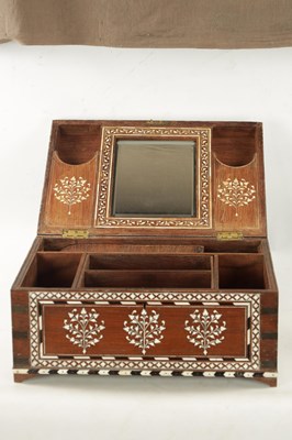 Lot 493 - A LARGE LATE 19TH CENTURY ANGLO-INDIAN IVORY AND EBONY INLAID WORKBOX