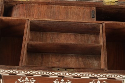 Lot 493 - A LARGE LATE 19TH CENTURY ANGLO-INDIAN IVORY AND EBONY INLAID WORKBOX