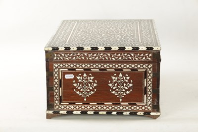 Lot 493 - A LARGE LATE 19TH CENTURY ANGLO-INDIAN IVORY AND EBONY INLAID WORKBOX