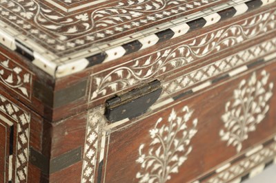 Lot 493 - A LARGE LATE 19TH CENTURY ANGLO-INDIAN IVORY AND EBONY INLAID WORKBOX