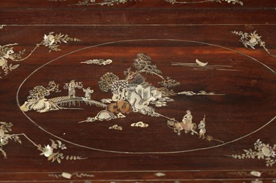 Lot 500 - A 19TH CENTURY CHINESE HARDWOOD AND MOTHER OF PEARL INLAID TRAY ON STAND