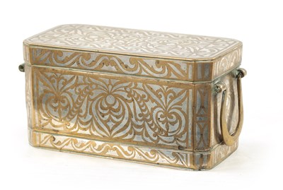 Lot 587 - A LATE 19TH CENTURY MARANOA SILVER INLAID BRONZE BETEL NUT BOX