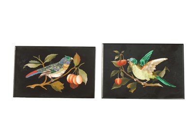 Lot 976 - A PAIR OF ITALIAN PIETRA DURA MARBLE PANELS