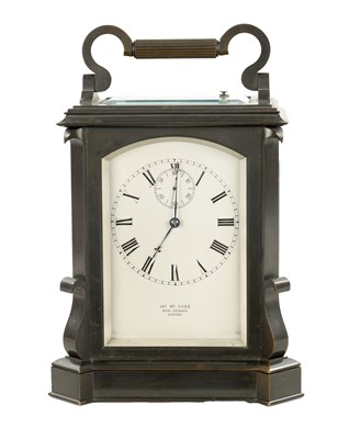 Lot 1210 - JAMES MCCABE, ROYAL EXCHANGE, LONDON. A GIANT ENGLISH DOUBLE FUSEE STRIKING/REPEATING CARRIAGE CLOCK