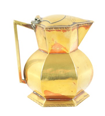 Lot 787 - A 19TH CENTURY BRASS JUG NAMED R. KAY DUBLIN