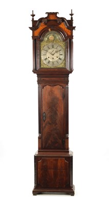Lot 1243 - JAMES SANDIFORD, MANCHESTER. A GEORGE III FIGURED MAHOGANY EIGHT-DAY QUARTER STRIKING LONGCASE CLOCK