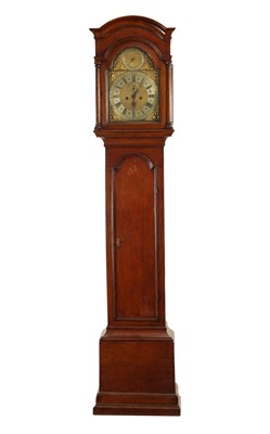 Lot 1222 - HINDLEY, YORK. A GEORGE II EIGHT DAY OAK CASED LONGCASE CLOCK