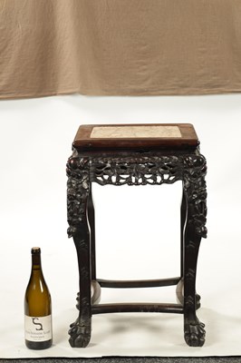 Lot 516 - A 19TH CENTURY CHINESE HARDWOOD JARDINIERE STAND