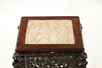 Lot 516 - A 19TH CENTURY CHINESE HARDWOOD JARDINIERE STAND