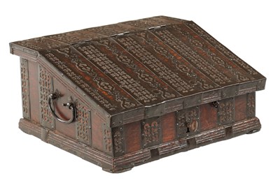 Lot 1067 - A RARE LATE 16TH CENTURY NUREMBERG IRON-BOUND OAK TABLE DESK