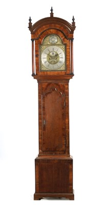 Lot 1266 - DOLLIF ROLLISSON, HALTON. A MID 18TH CENTURY OAK AND BURR WALNUT LONGCASE CLOCK