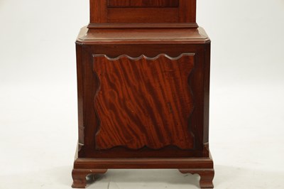 Lot 1473 - ISAAC SHARRATT, BURSLEM. A GEORGE III FIGURED MAHOGANY LONGCASE CLOCK