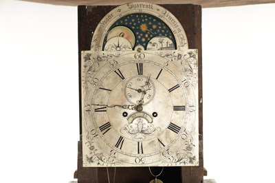 Lot 1473 - ISAAC SHARRATT, BURSLEM. A GEORGE III FIGURED MAHOGANY LONGCASE CLOCK