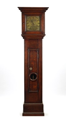 Lot 1221 - HAVELOCK, GISBROUGH. AN EARLY 18TH CENTURY OAK 30-HOUR LONGCASE CLOCK
