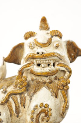 Lot 495 - A PAIR OF 19TH CENTURY CHINESE CERAMIC FOO DOGS