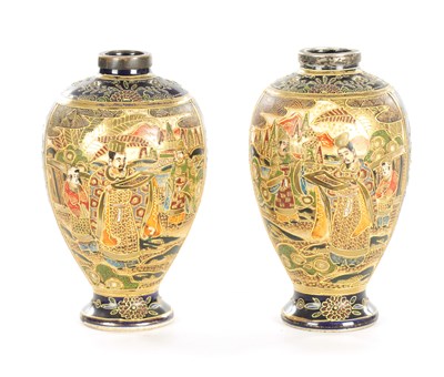 Lot 156 - A LARGE PAIR OF JAPANESE SATSUMA VASES