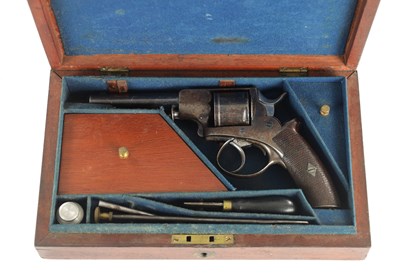 Lot 662 - A CASED ENGLISH TRANTER TYPE .38 RIM FIRE REVOLVER SIGNED BY EDWARD LONDON.