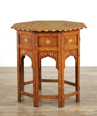 Lot 246 - A 19TH CENTURY ANGLO INDIAN INLAID IVORY AND HARDWOOD OCTAGONAL OCCASIONAL TABLE