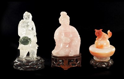 Lot 168 - A COLLECTION OF THREE CHINESE HARDSTONE SCULPTURES