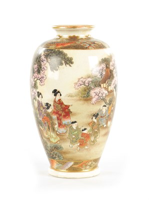 Lot 177 - A JAPANESE MEIJI PERIOD SATSUMA VASE BY RYOZAN.