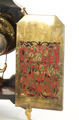 Lot 1050 - A LATE 19TH CENTURY FRENCH BOULLE SWINGING CHERUB MANTEL CLOCK