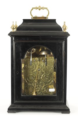Lot 1026 - CHRISTOPHER GOULD, LONDON. AN EARLY 18TH CENTURY EBONY VENEERED QUARTER REPEATING VERGE BRACKET CLOCK