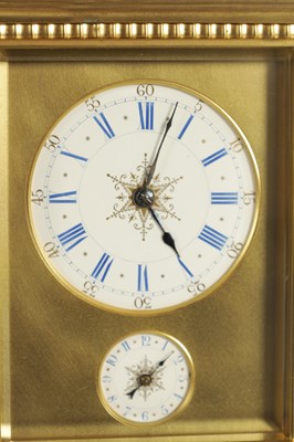 Lot 1095 - ALFRED BAVEUX. A RARE LATE 19TH CENTURY FRENCH GRAND SONNERIE CARRIAGE CLOCK ON FOUR GONGS