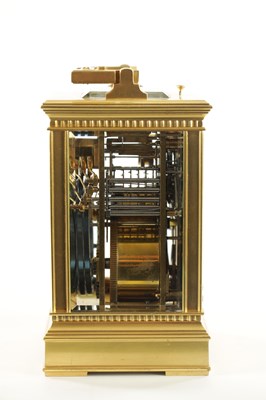 Lot 1095 - ALFRED BAVEUX. A RARE LATE 19TH CENTURY FRENCH GRAND SONNERIE CARRIAGE CLOCK ON FOUR GONGS